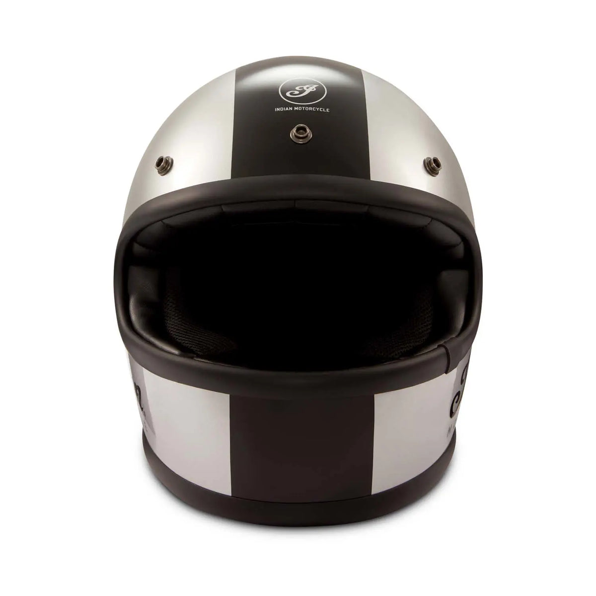 Gloss Stripe Retro Full Face Helmet, Silver - Image 4