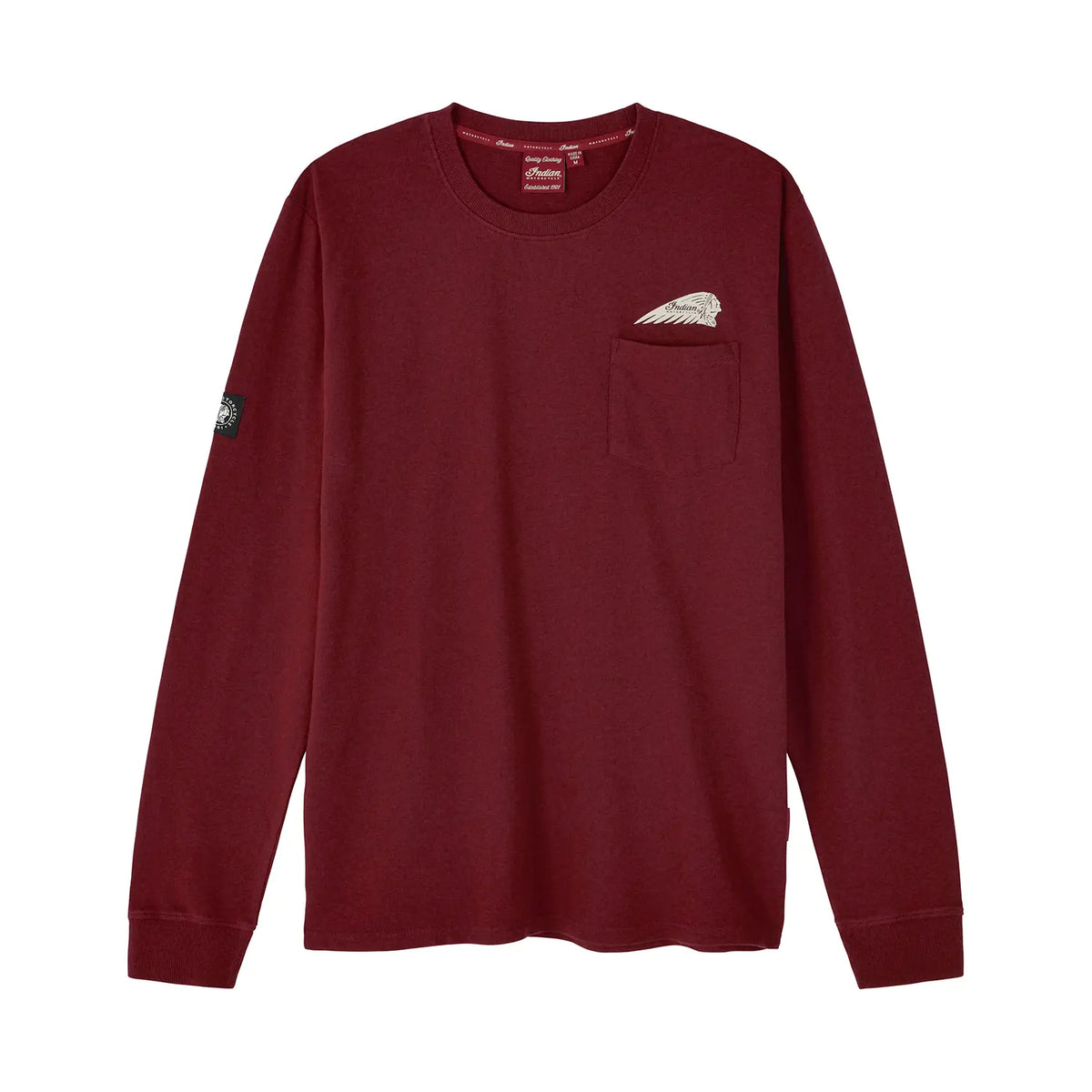 Men's Script Icon Pocket Long Sleeve T-Shirt, Port - Image 1