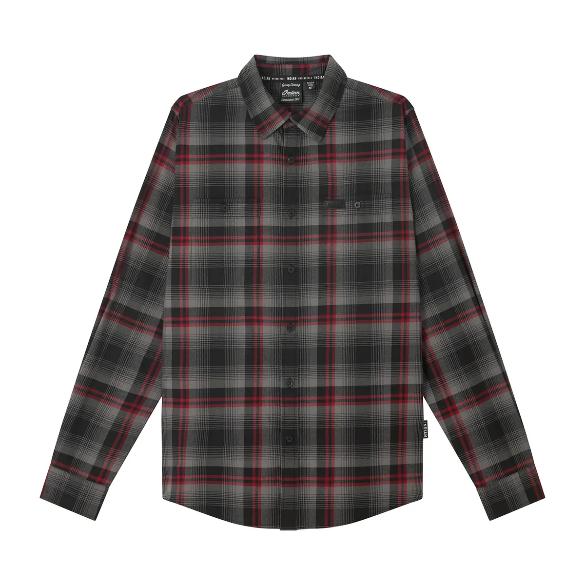 Indian Motorcycle Men's Tacoma Plaid Shirt, Black