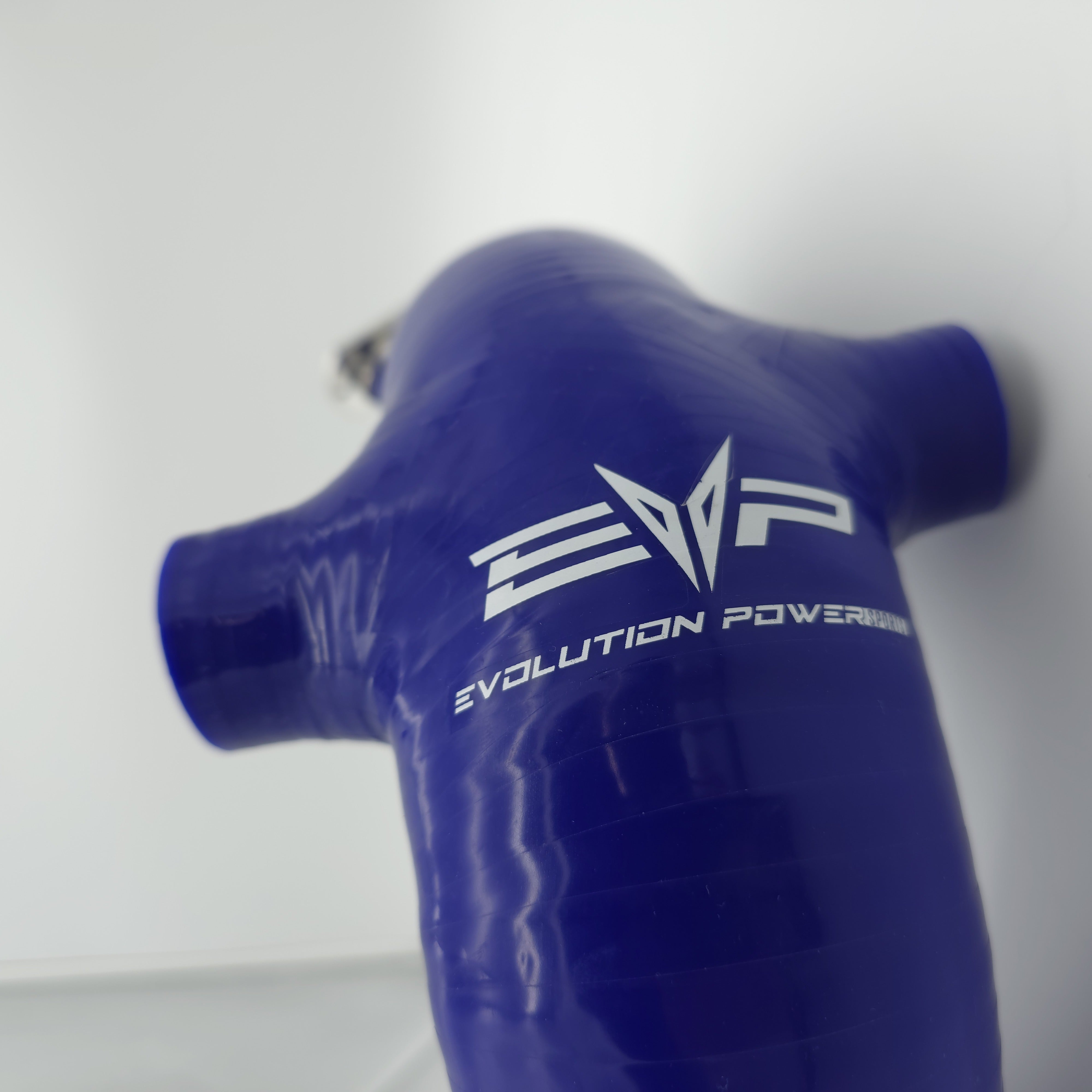 Evolution Powersports V-Flow intake tube in blue — actual item view 8