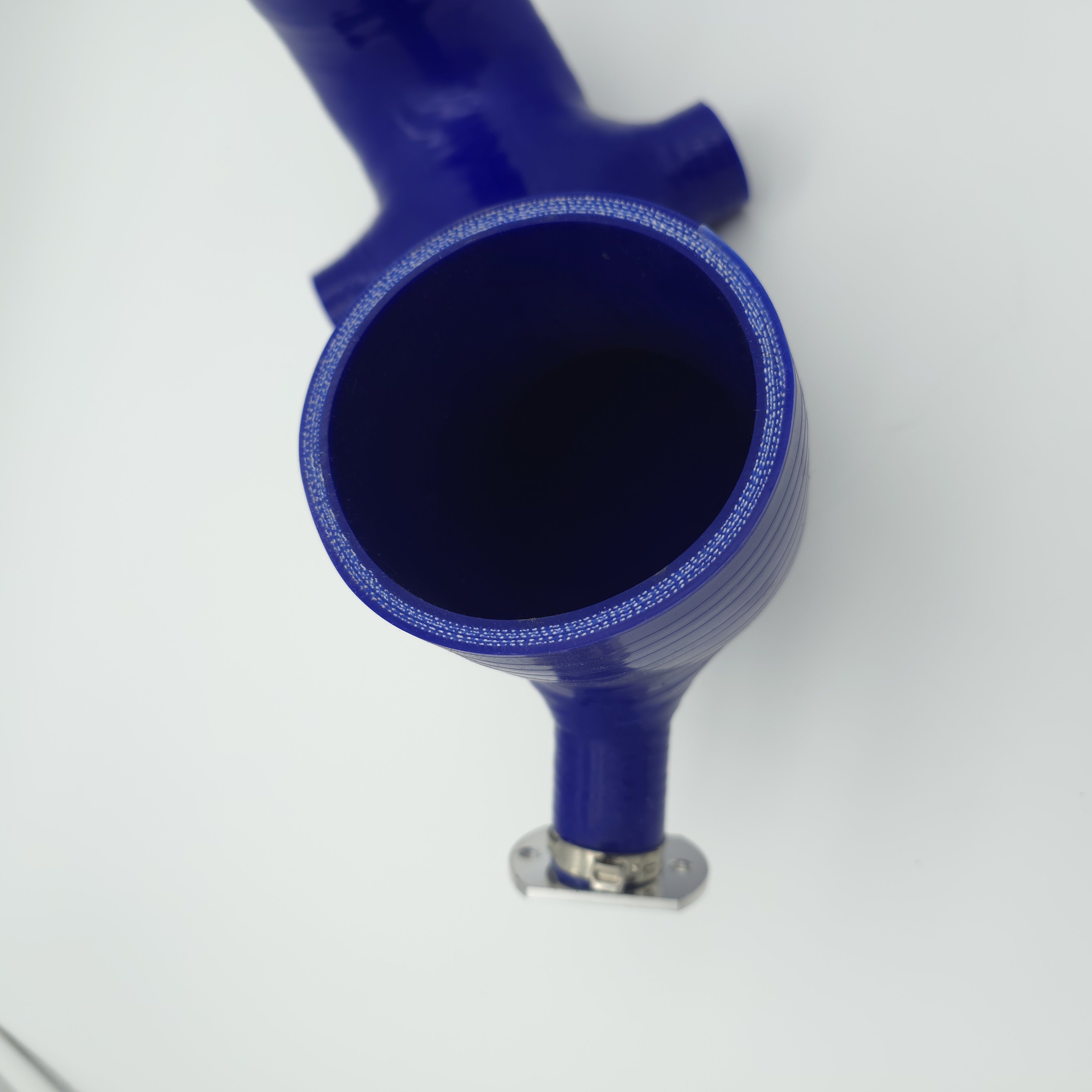 Evolution Powersports V-Flow intake tube in blue — actual item view 10