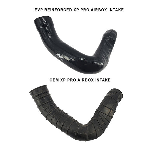Detail view of EVP reinforced silicone bed-to-airbox intake tube