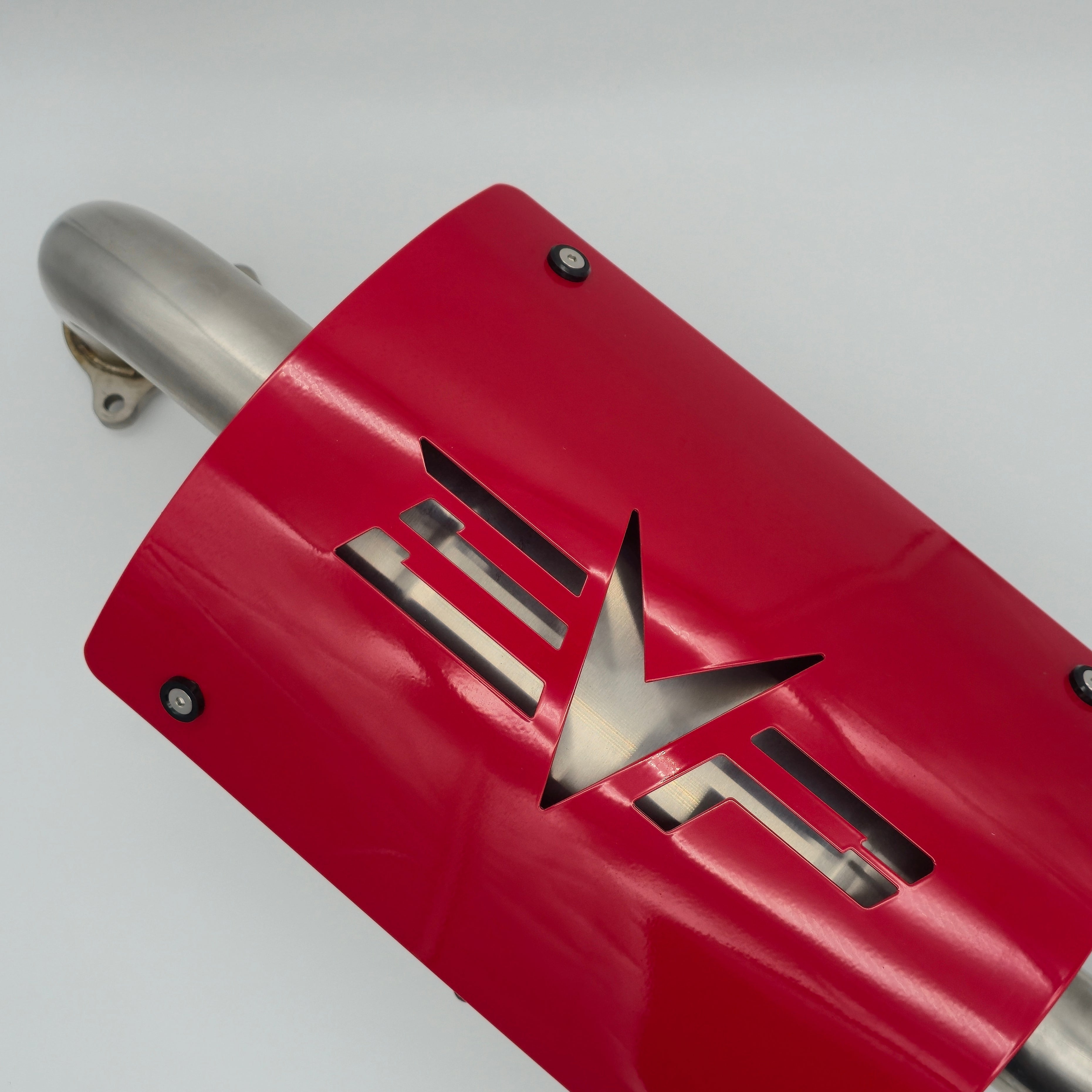 Evolution Powersports Magnum Side Exit Slip-On Exhaust with red heat shield - actual unused display unit