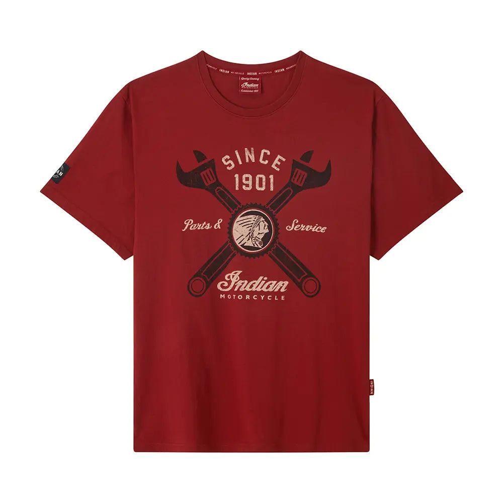 Indian Motorcycle Men's Parts and Service Graphic T-Shirt, Red — product view 1