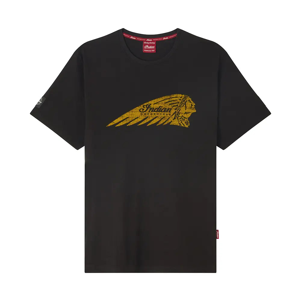 Indian Motorcycle Men's Distressed Headdress T-Shirt, Black — product view 1