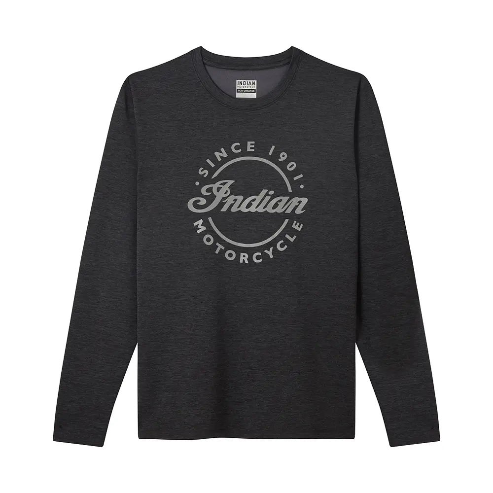 Indian Motorcycle Men's Performance Script Icon Long Sleeve T-Shirt, Black — product view 1