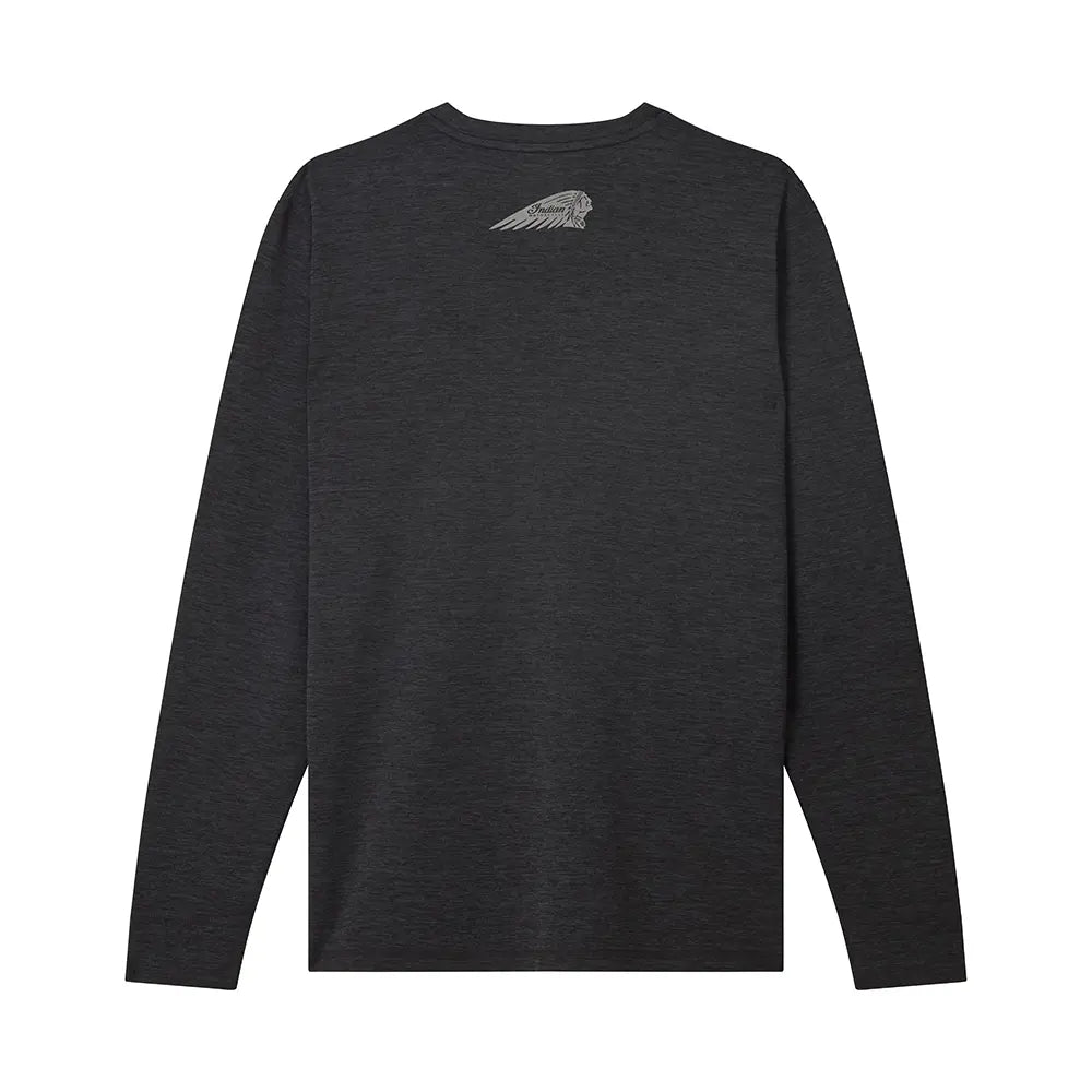 Indian Motorcycle Men's Performance Script Icon Long Sleeve T-Shirt, Black — product view 2