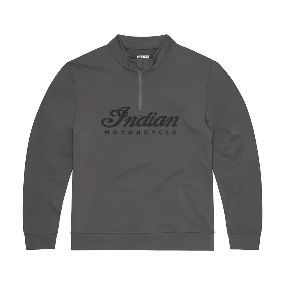 Indian Motorcycle Men's Quarter Zip Logo Headdress Top, Gray — product view 1