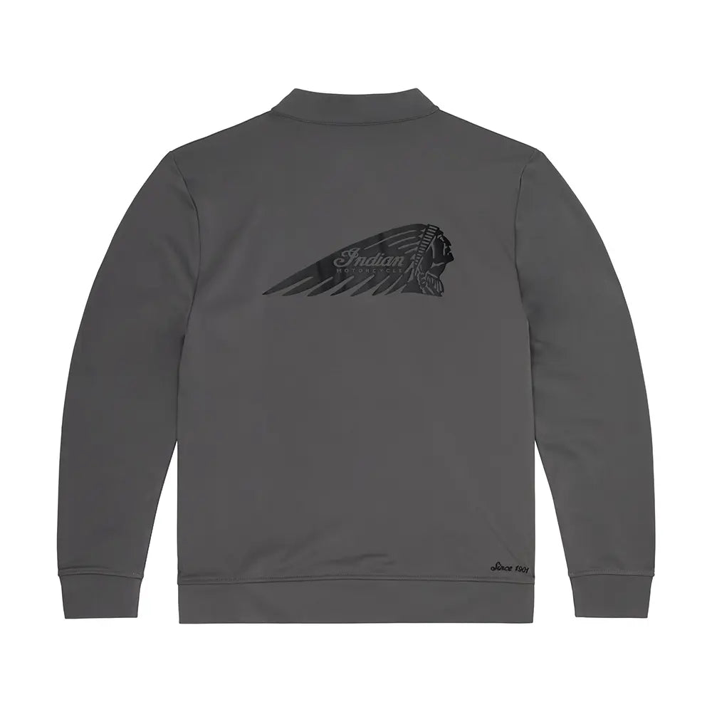 Indian Motorcycle Men's Quarter Zip Logo Headdress Top, Gray — product view 2