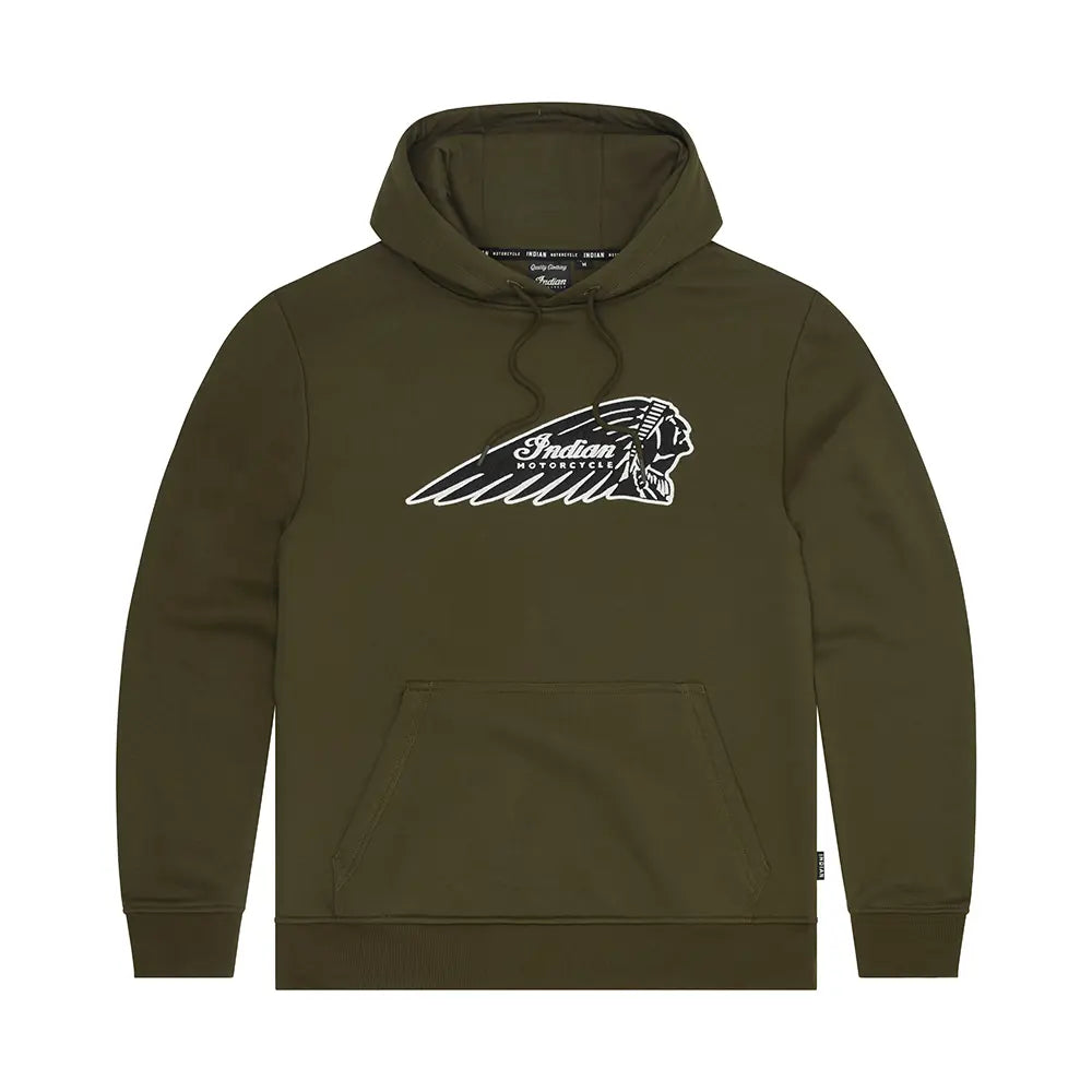 Indian Motorcycle Men's Outline Headdress Hoodie, Green — product view 1