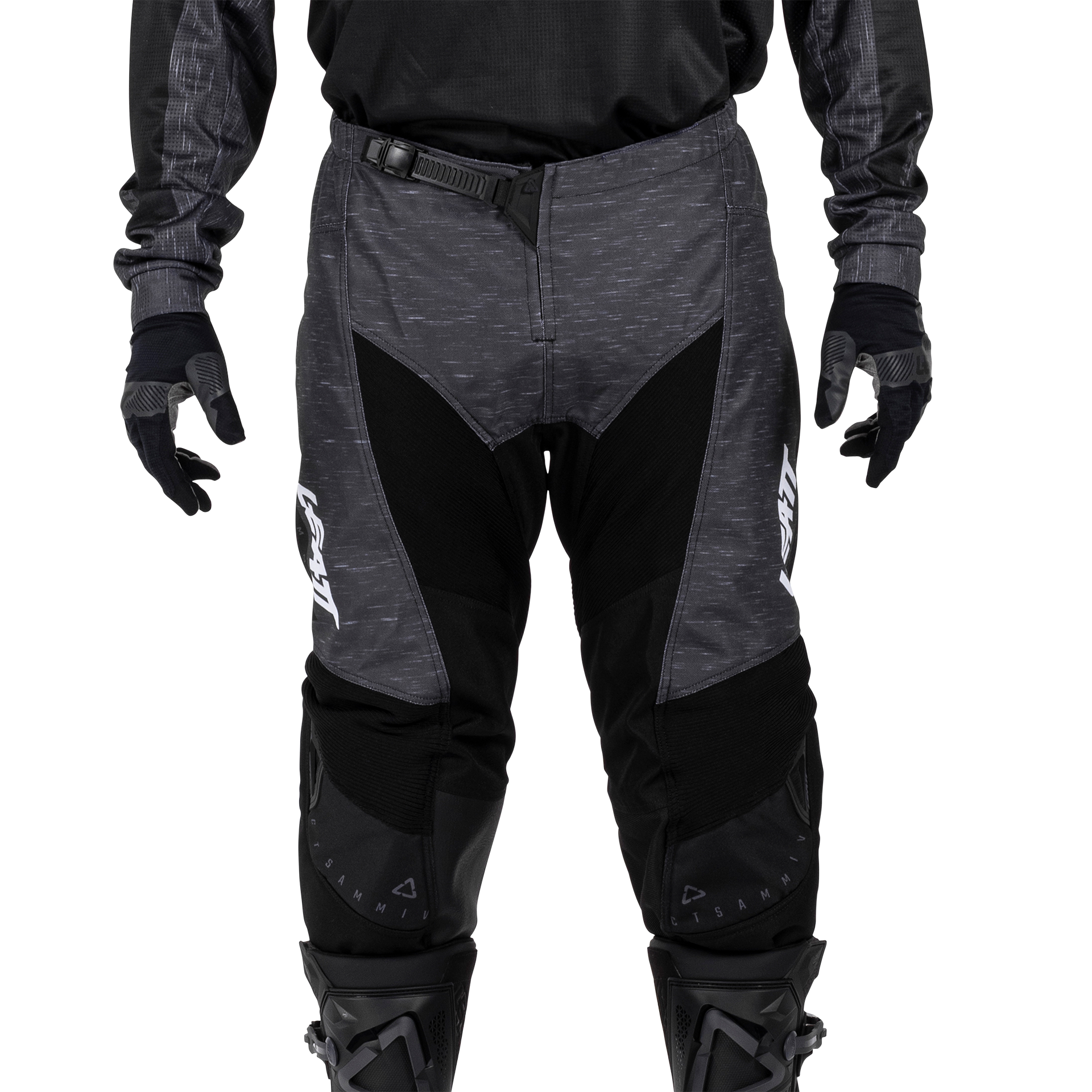 Leatt Moto 3.5 pants in Stealth Black and Grey, detail view