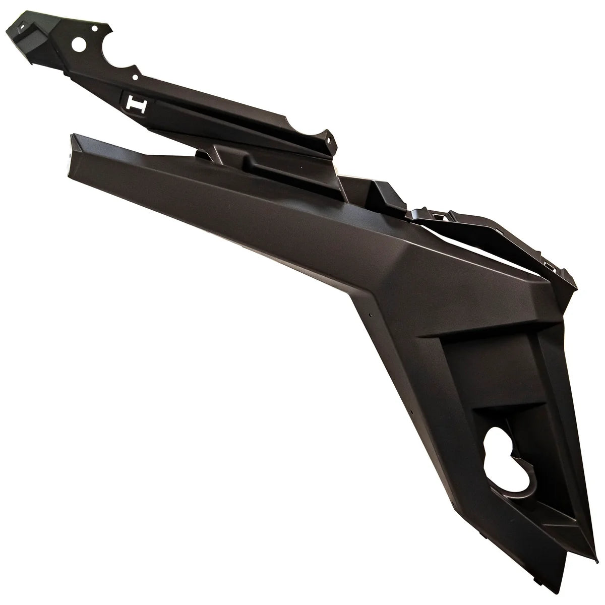 Polaris 5455187-070 rear right fender flare in gloss black – exterior angled view