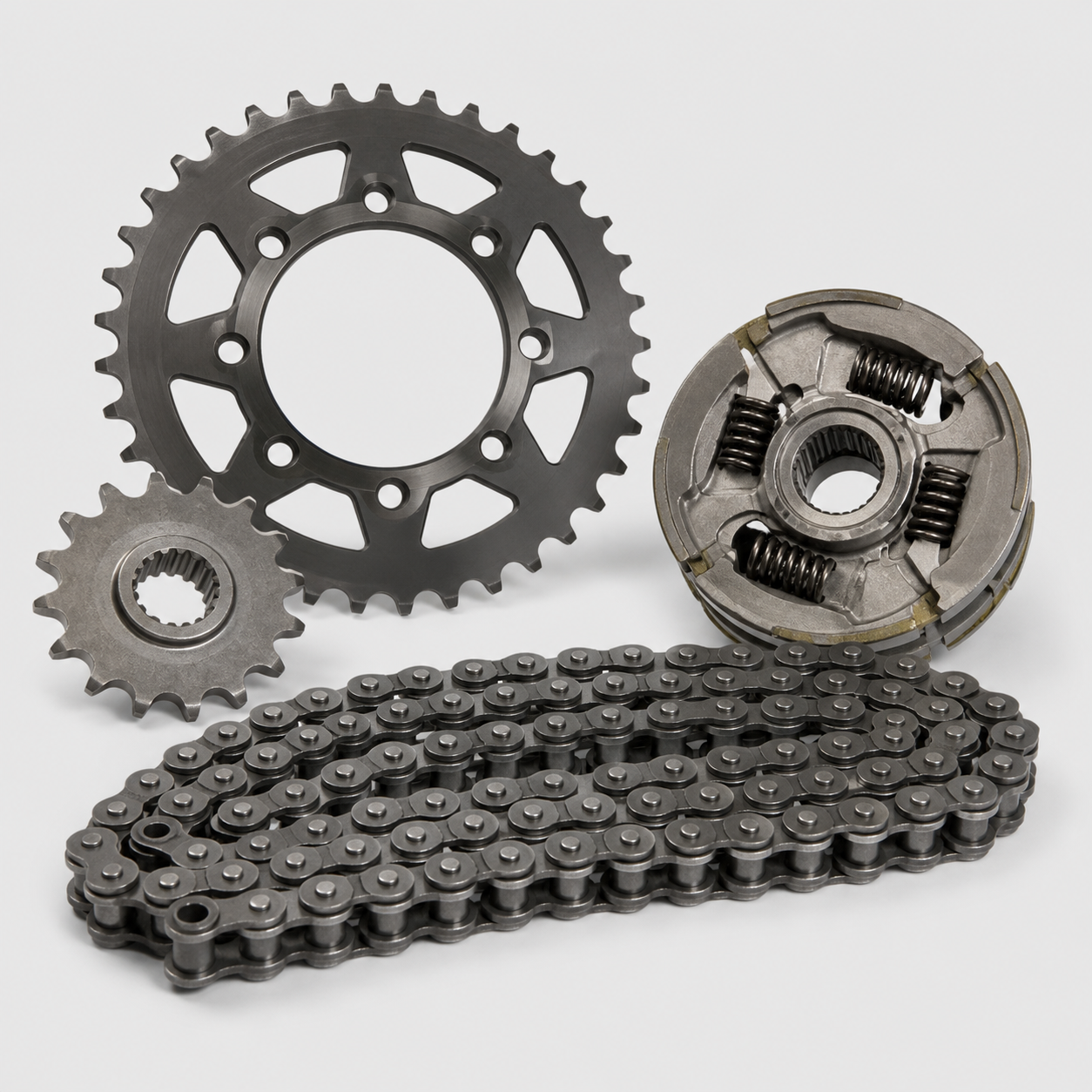 Powersports chain, sprockets, and clutch components