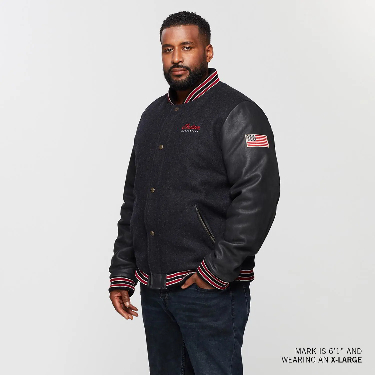 Indian Motorcycle Men's Varsity 2 Jacket, Gray