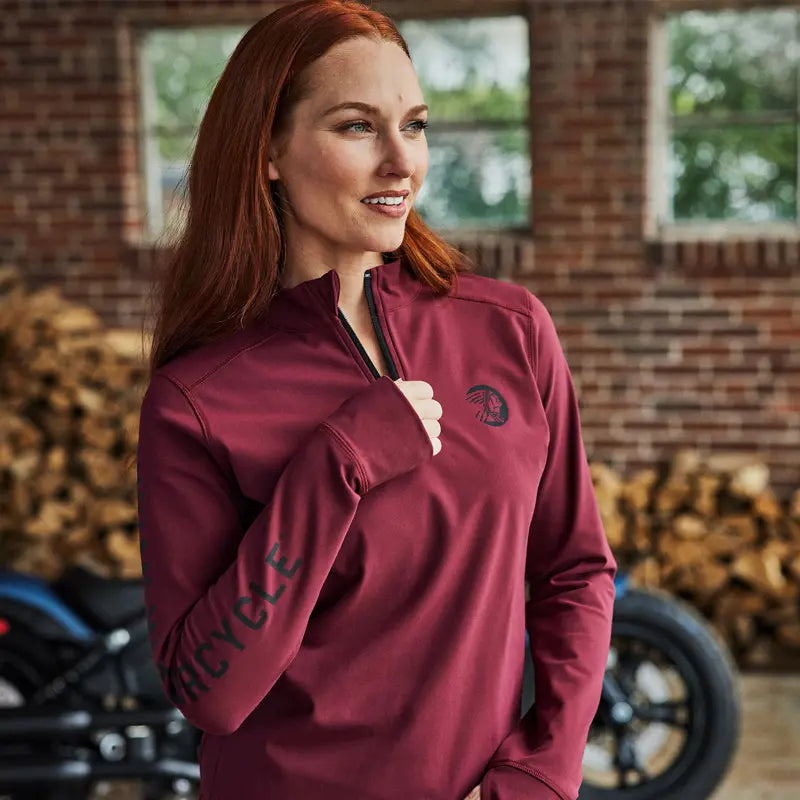 WOMEN'S SLEEVE PRINT ATHLETIC QUARTER ZIP