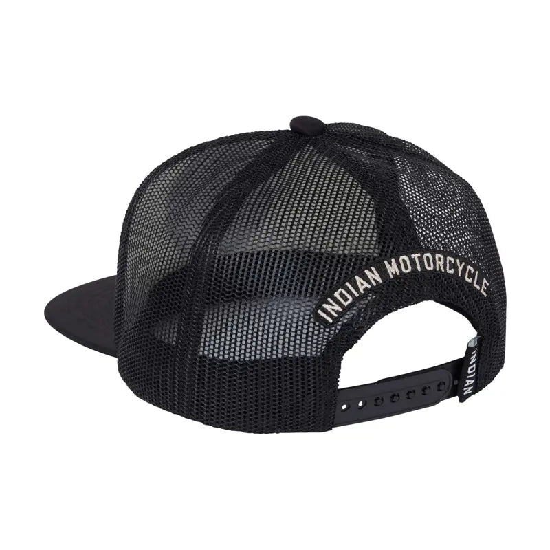 BLACK AND WHITE I SCRIPT FLAT BILL HAT