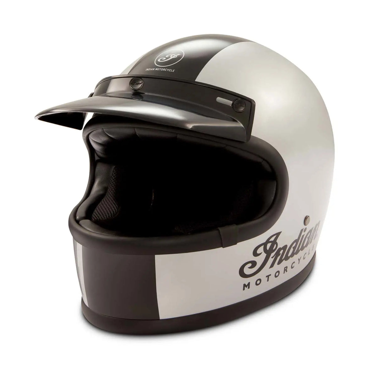 Gloss Stripe Retro Full Face Helmet, Silver - Image 1
