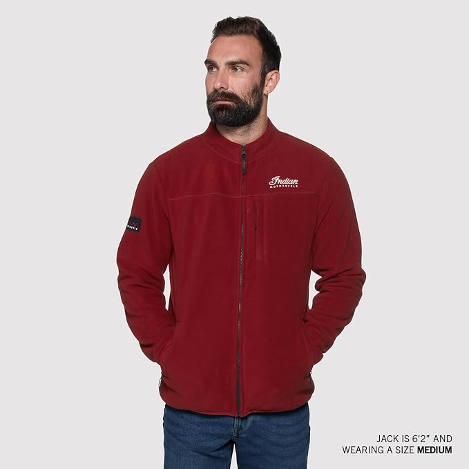 Indian Motorcycle Men's Zip Thru Fleece Top, Red