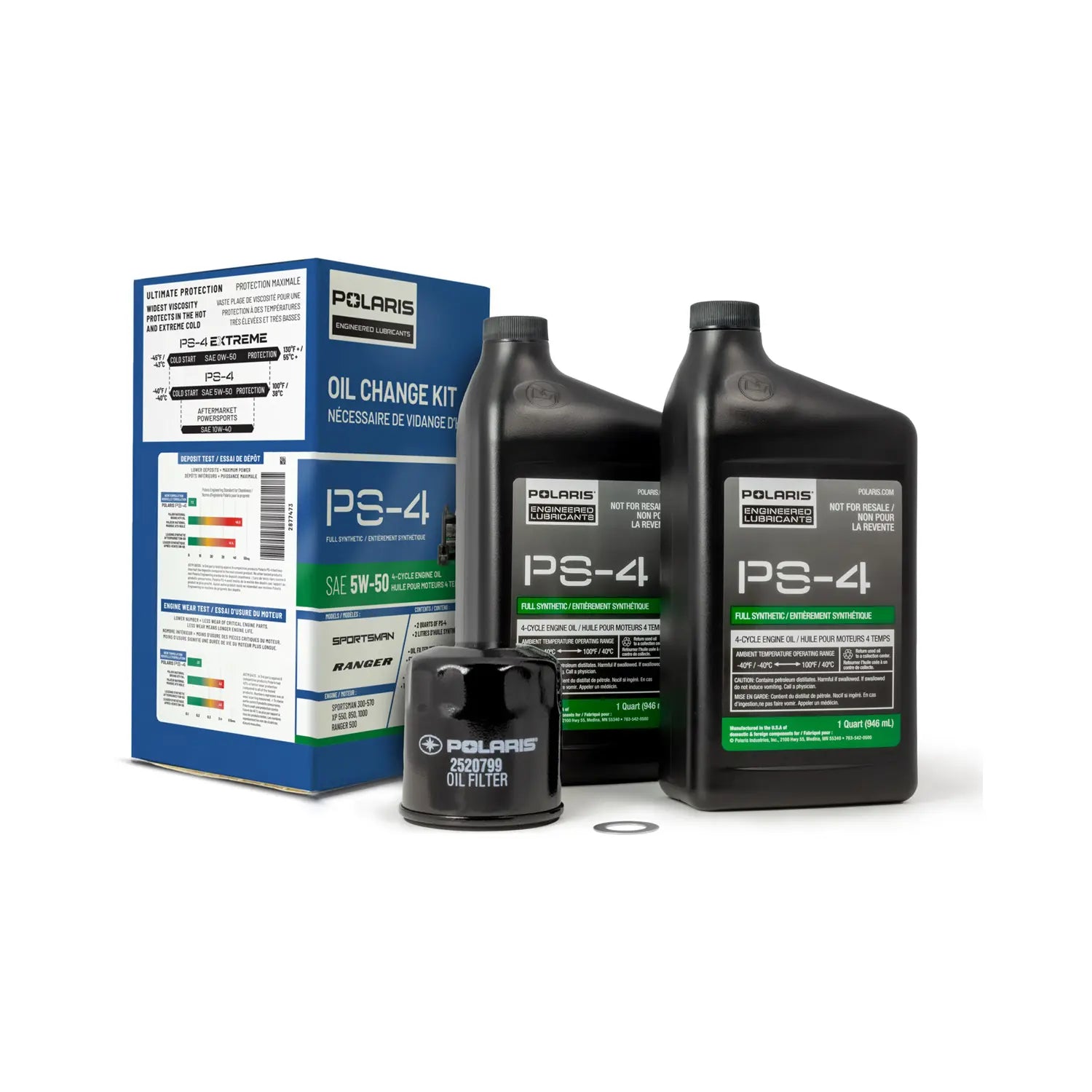Full Synthetic Oil Change Kit, 2877473, 2 Quarts of PS-4 Engine Oil and 1 Oil Filter
