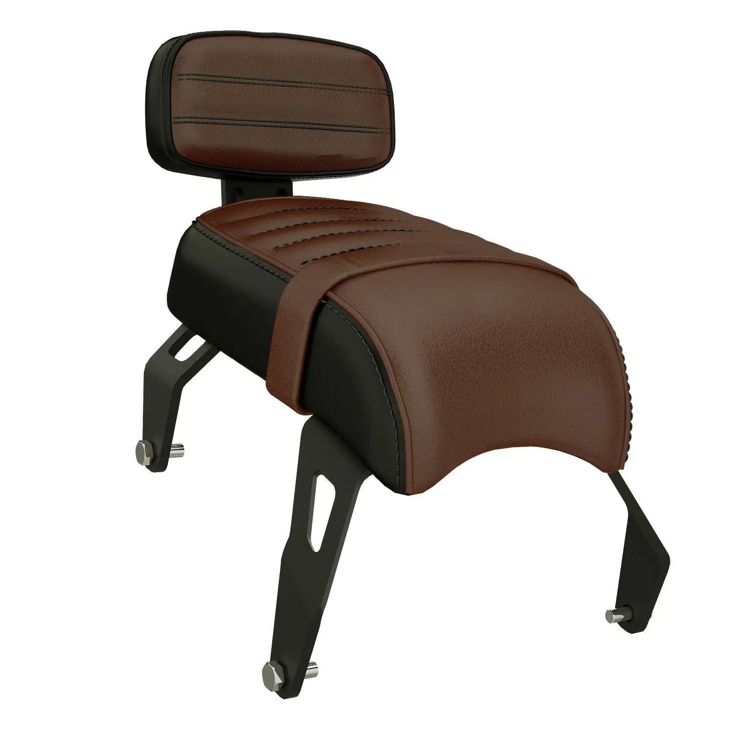Genuine Leather Passenger Seat with Backrest, Brown