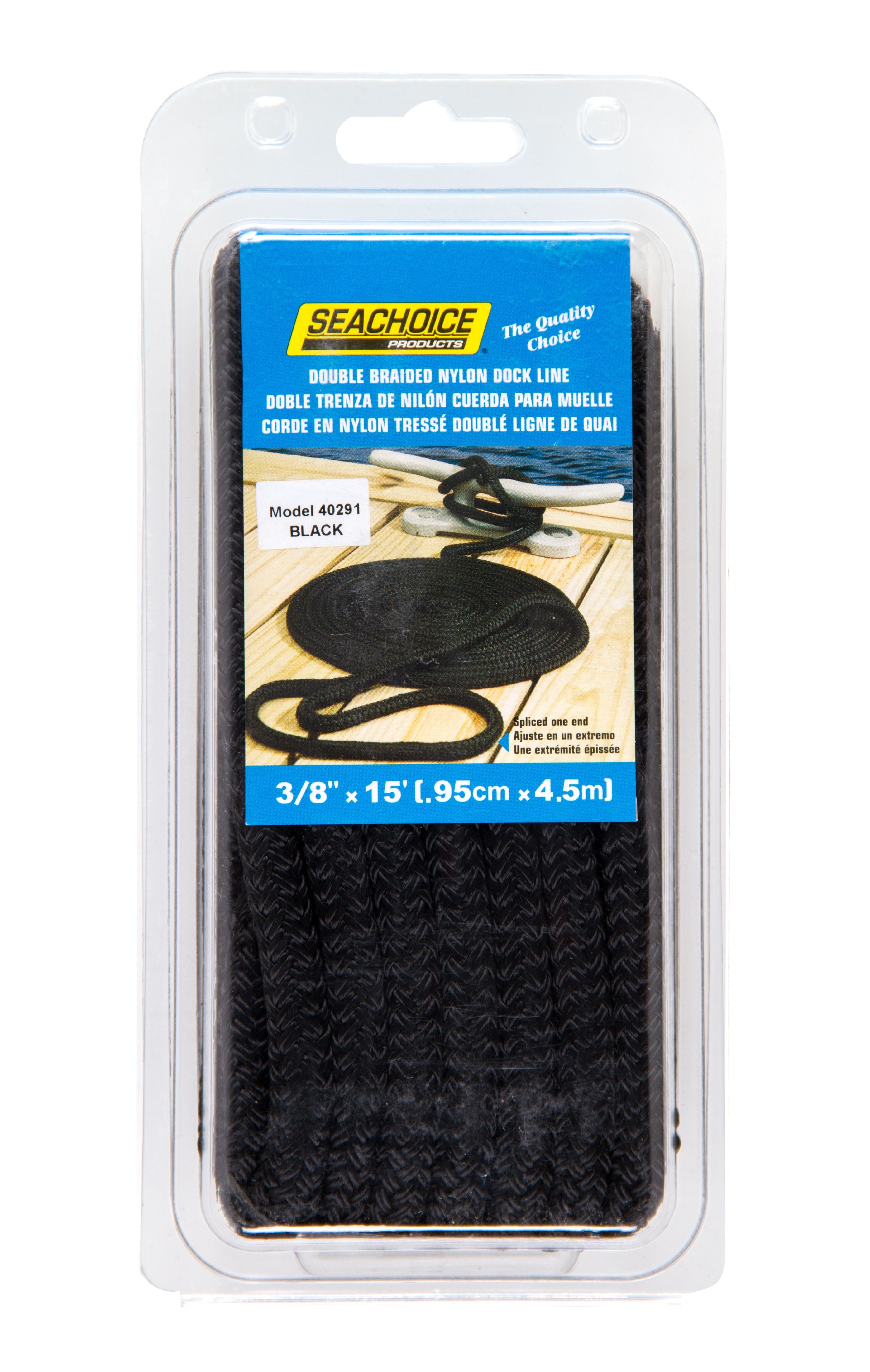 DOUBLE BRAIDED DOCK LINE-BLK-3/8"X15'