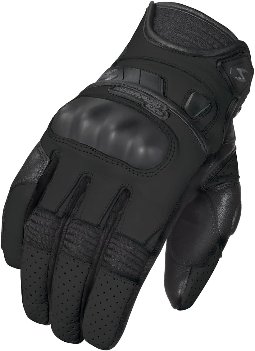 ScorpionEXO Women's Klaw II Short Cuff Hook and Loop Leather Motorcycle Riding Gloves Rib-Stretch Knuckle