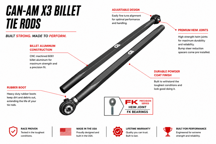 CA Technologies billet tie rods for Can-Am Maverick X3 manufacturer image