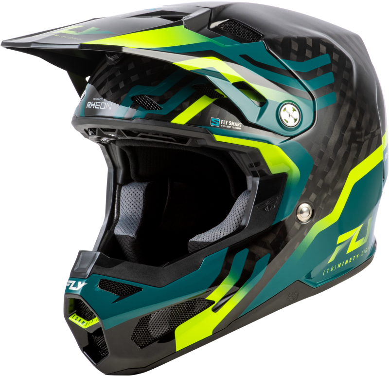 FLY RACING FORMULA S CARBON BYTE HELMET BLACK CARBON/TEAL/LIME