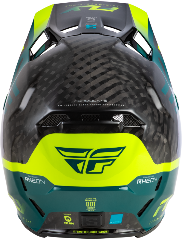 FLY RACING FORMULA S CARBON BYTE HELMET BLACK CARBON/TEAL/LIME