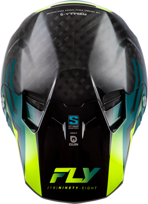 FLY RACING FORMULA S CARBON BYTE HELMET BLACK CARBON/TEAL/LIME