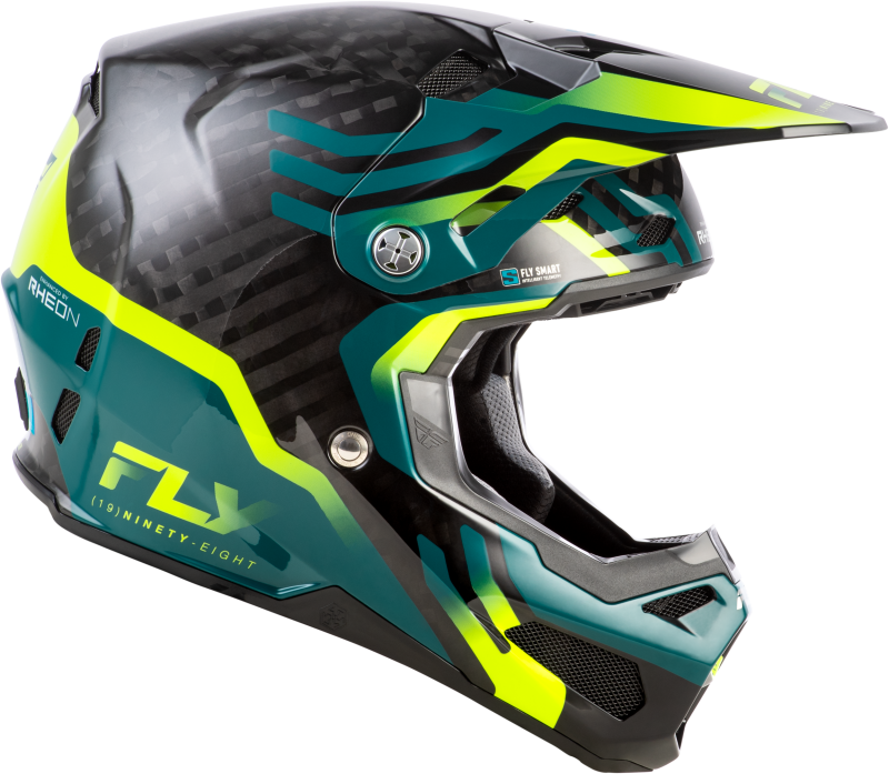 FLY RACING FORMULA S CARBON BYTE HELMET BLACK CARBON/TEAL/LIME