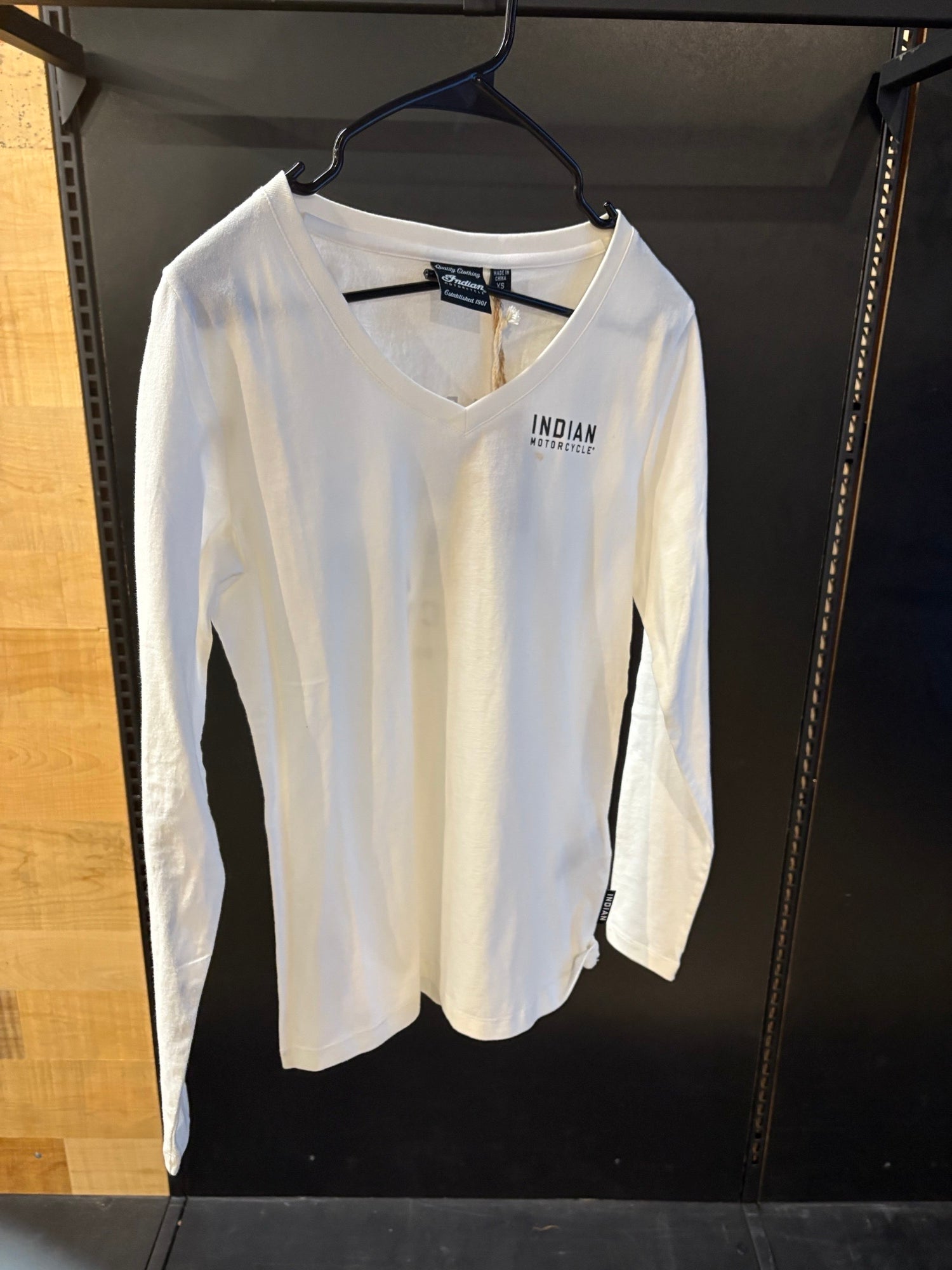 WOMEN'S WHITE LONG SLEEVE STUD TEE - XS