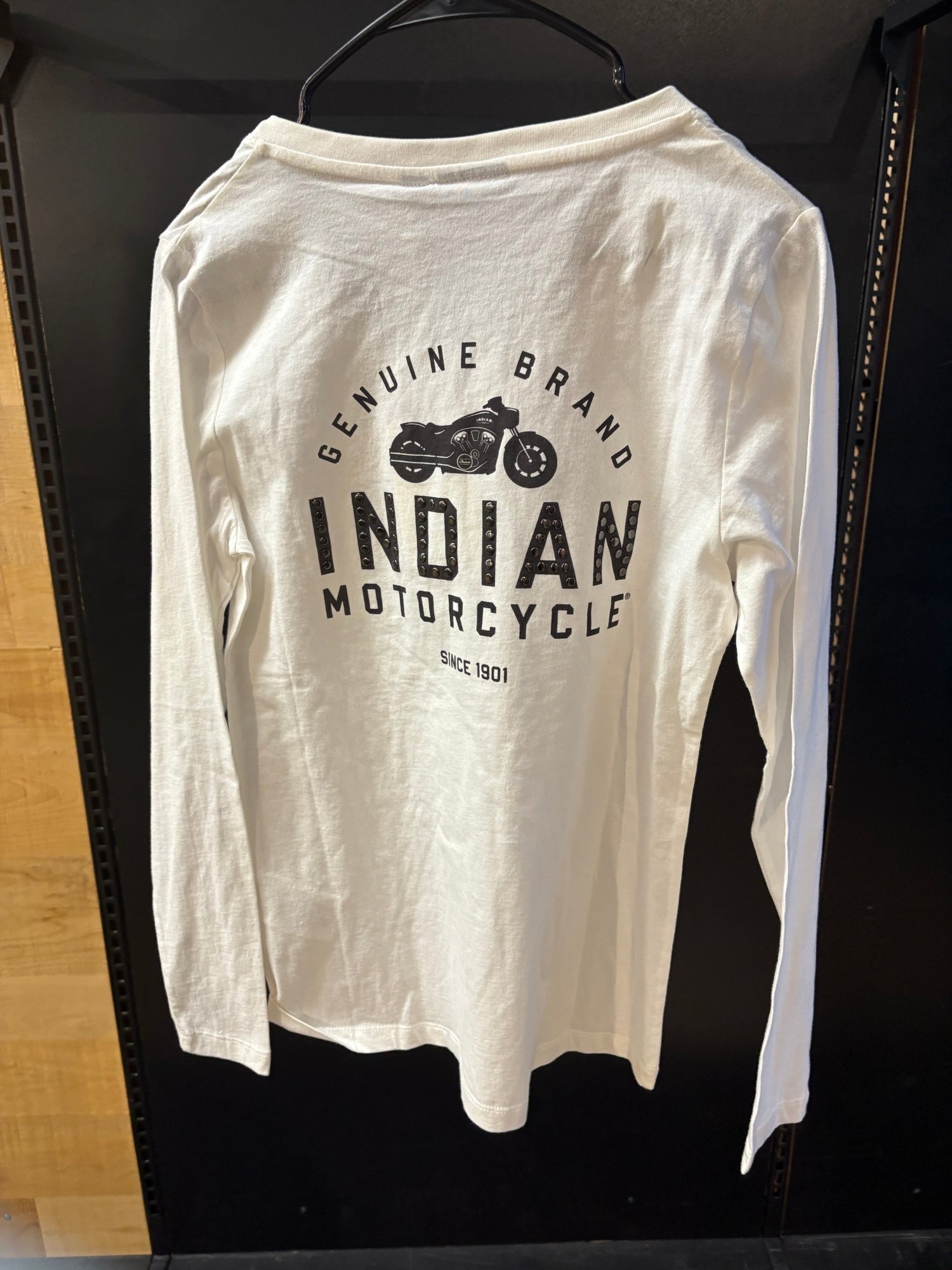 WOMEN'S WHITE LONG SLEEVE STUD TEE - XS