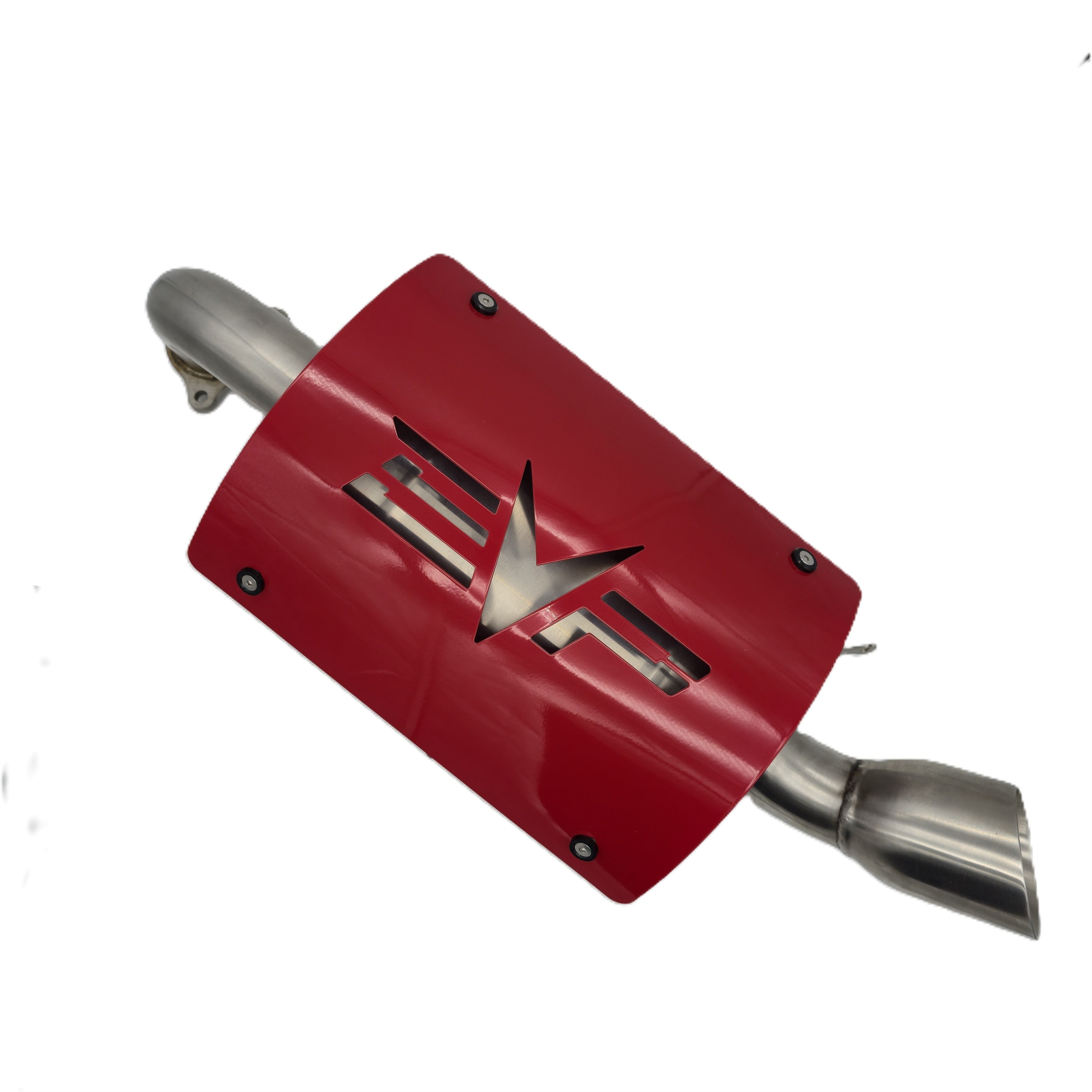 Evolution Powersports Magnum Side Exit Slip-On Exhaust with red heat shield - actual unused display unit