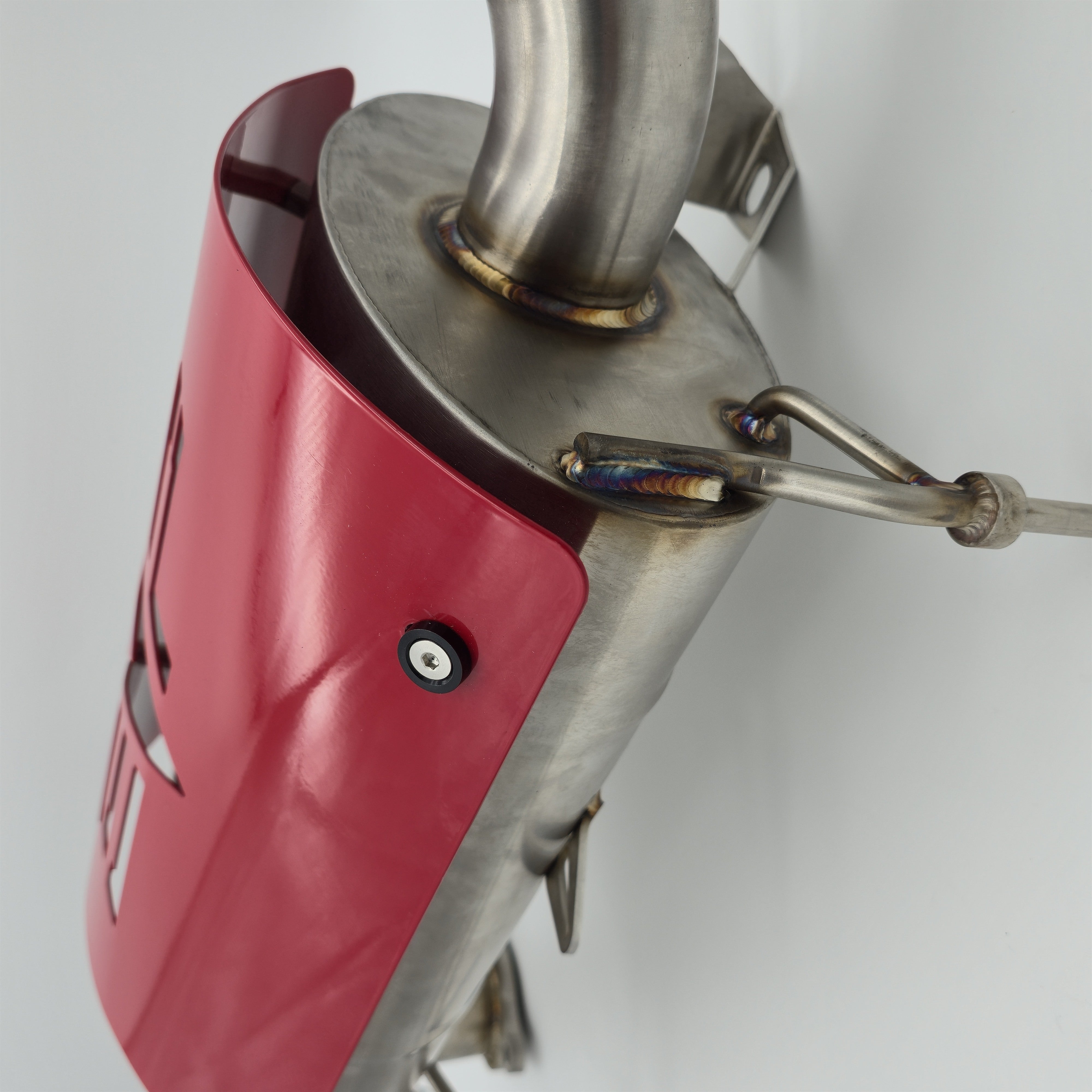 Evolution Powersports Magnum Side Exit Slip-On Exhaust with red heat shield - actual unused display unit