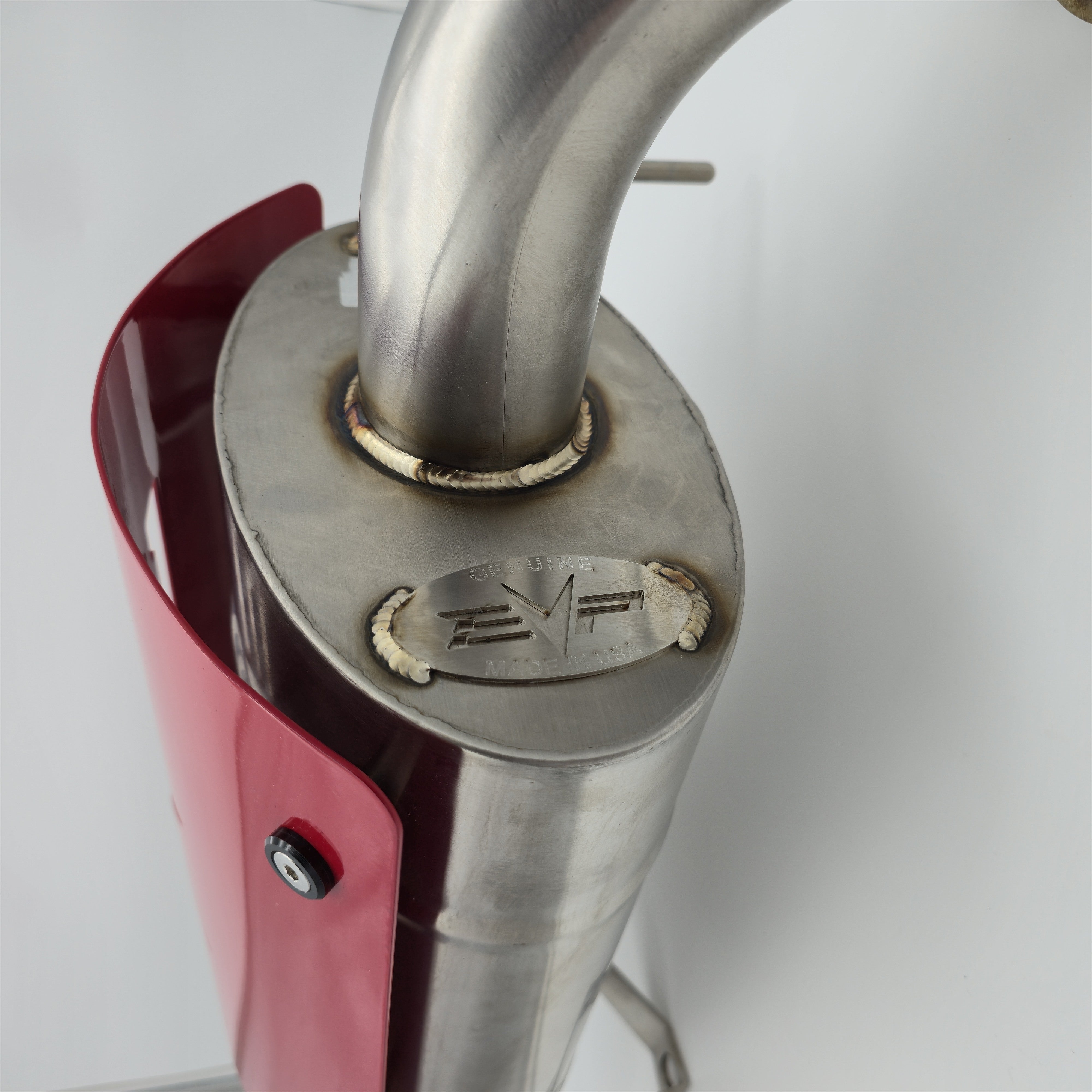 Evolution Powersports Magnum Side Exit Slip-On Exhaust with red heat shield - actual unused display unit