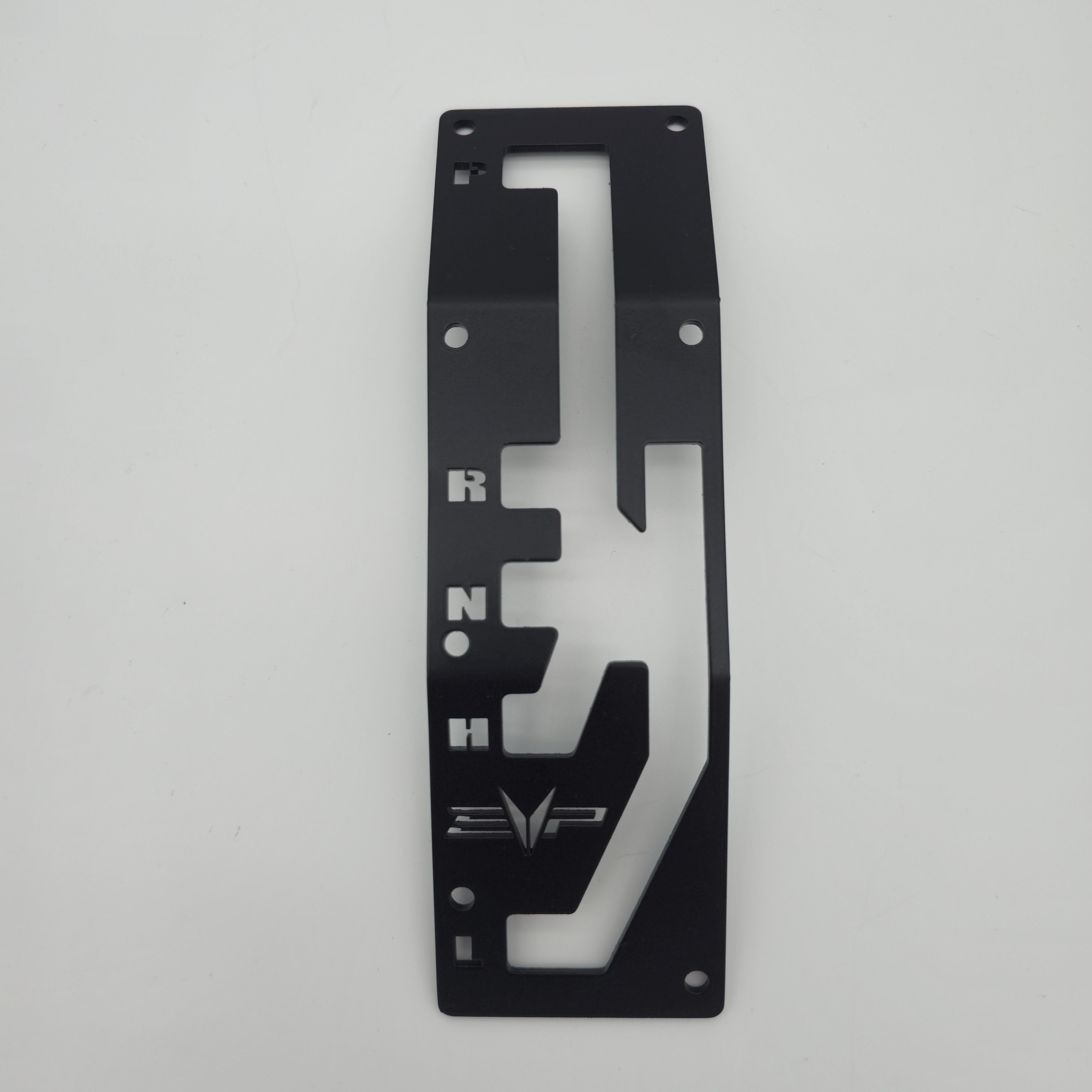 Can-Am Maverick X3 black shift gate plate — top-down overall view
