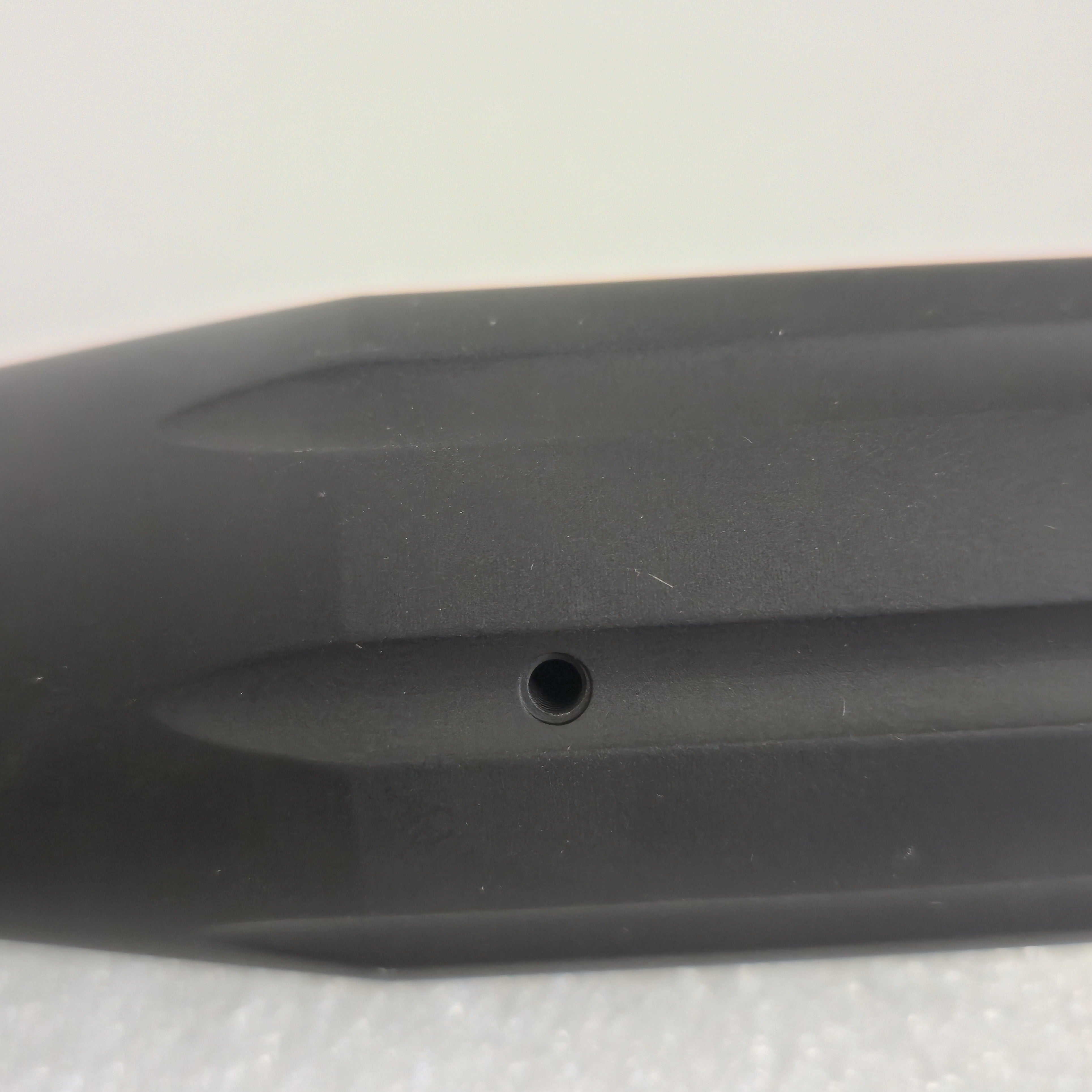 Close-up of threaded set-screw mounting hole on EVP passenger grab handle