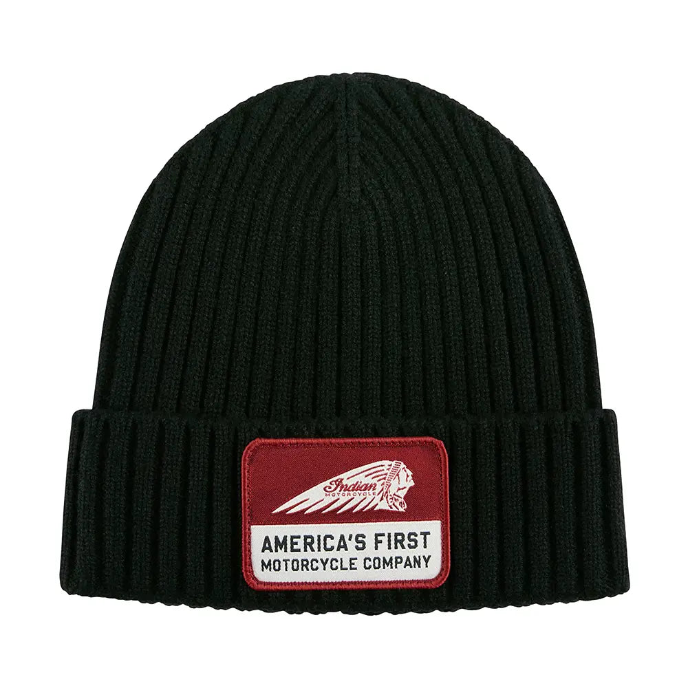 Indian Motorcycle Fisherman's Beanie, Black — product view 1