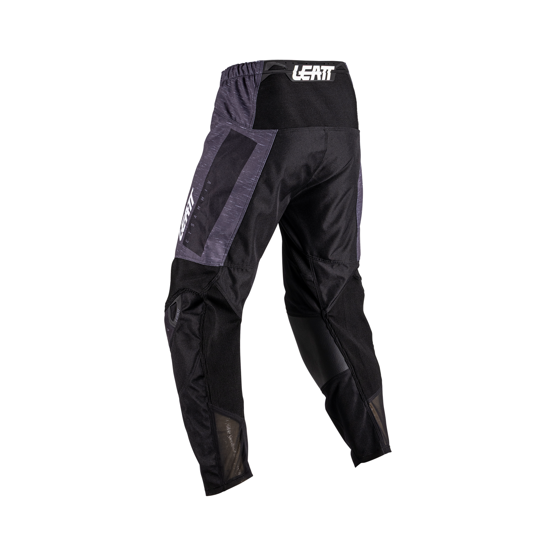 Leatt Moto 3.5 pants in Stealth Black and Grey, rear view