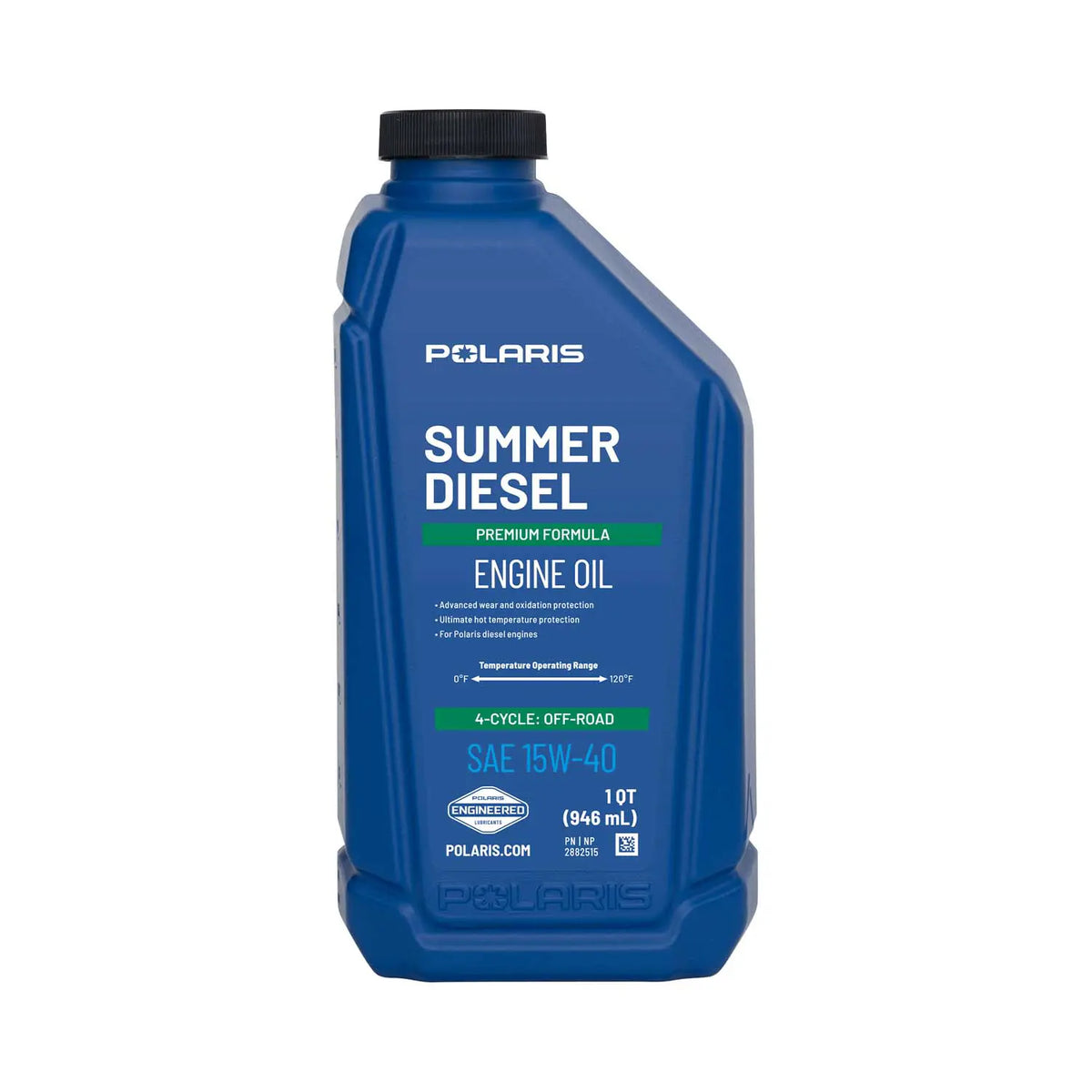Polaris 15W-40 diesel engine oil 1 quart 2882515 front bottle